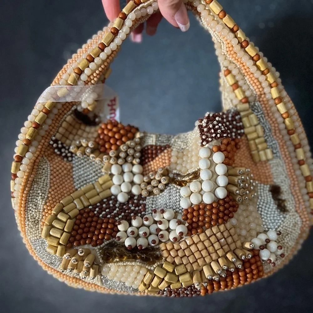 🤎🔥Viral Made in India handcrafted Beaded Handbag with Earthy Brown Tones🤎🔥NWT